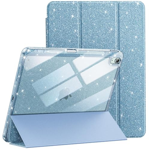 JETech Custodia Glitter per iPad Air 11 M4/M3/M2 & Air 5/4, Cielo Blu | Cover per iPad Air 11 (2026-2024) & 10,9 (2022/2020), Scintillante Brillante, Porta Pencil, Retro Trasparente Sottile
