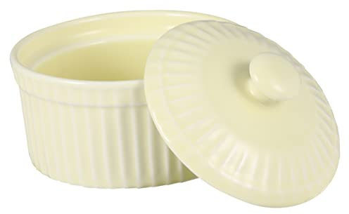 UTHCLO Ciotola Da Forno in Ceramica Con Coperchio, Piccola Ciotola Per Budino e Dessert, Resistente Al Calore Per Preparazioni Casalinghe e Dolci, Colore Giallo