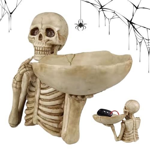 Plateau de Rangement Crâne | Bol à Bonbons pour Halloween | Conteneur de Rangement Décoratif en Résine pour l'Affichage de Fruits et de Bonbons sur Table à la Maison