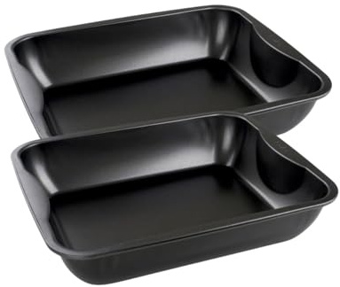 Zenker 2er Set XXL Rechteckige Auflaufform, Auflaufform, Hähnchenauflaufform, Rechteck, XXL, Stahl, Schwarz, 40 x 34 x 8 cm