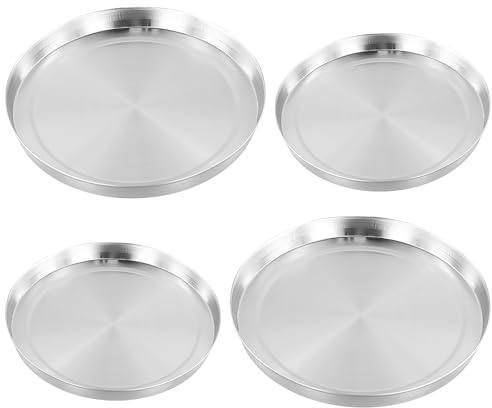 Aurafly 4 Stück Herdabdeckplatten Rund Elektroherd Herdabdeckung Silber Herdabdeckungsset aus Edelstahl Küchen Herd Abdeckplatten 2x 17cm / 2x 21cm Abdeckplatten-Set für Standard Elektroherde