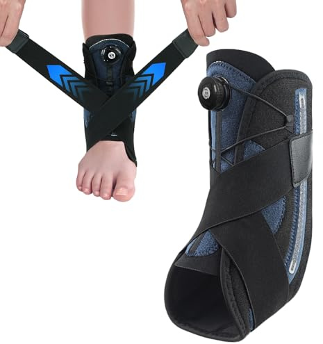 FALSKT Chevillere Entorse Réglable avec bouton rotatif Attelle Cheville entorse Chevillère Stabilisatrice Rigide Chevillere de Maintien Sport pour Soulagement Blessures Protège de la cheville