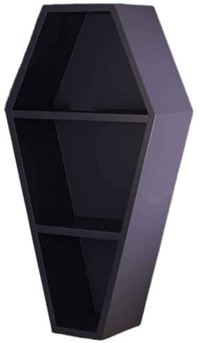 Baokuan Coffin Shelf, Wooden Goth Spooky Wall Decor for Home,Black Hanging Wooden Shelf for Display or Storage of Makeup, Shot Glasses, Rocks, Books,Curiosities