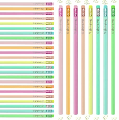 SJUNJIE 32 Stück Glücksstift Bleistifte mit Radiergummi Wird zum Schreiben und Malerei Verwendet Abschiedsgeschenk Schüler Bleistift Personalisiert Geschenke an Lehrer und Schüler