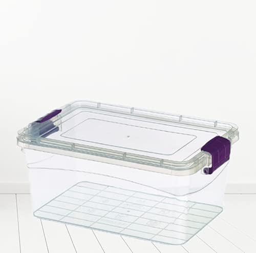 2 Plastic Storage Box Boxes Lid Food Container Home Office Box Lockable Stackable (30l)