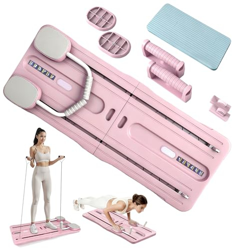 Roadtime Pilates Reformer 6 in1 Upgraded Faltbarer Pilates Board Compact Set für Knieschoner & Multifunktional Bauchtrainer,Bauchmuskelbrett mit Auto-Rückprallfür Zuhause und im Fitnessstudio