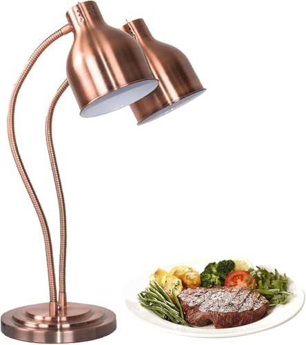 LoiYtrd Lámpara calentadora de Alimentos de encimera de Doble Cabezal, Comercial, for cafeterías y cocinas de hoteles.(Rose Gold)