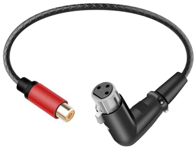 RIIEYOCA Câble Audio Stéréo XLR 3 Broches Femelle à 90 Degrés vers RCA Femelle, Adaptateur Convertisseur XLR Anglé 3 Broches vers RCA, Symétrique vers Asymétrique, pour Table (0.3M)