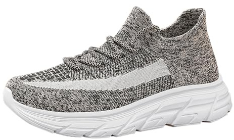 Slip On Sneaker herr, fritidsskor för män, sportiga, joggingskor, ventilerande ortopediska skor med tjock sula, sportskor, mjuka lätta inomhusskor, enfärgade promenadskor, slip-skor, kaki, 36 EU
