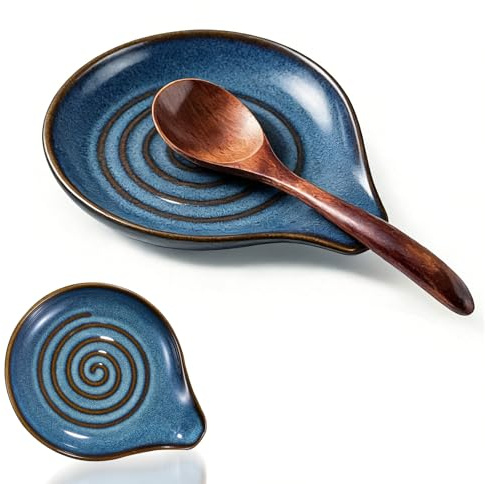 Nangua Ceramic Spoon Holder, 5-inch stovetop Spoon Rest, Heat-Resistant Kitchen Utensil Rack, Suitable for Holding Spoons, ladles, spatulas, Coffee Spoons, Tongs, and Other Kitchen Utensils