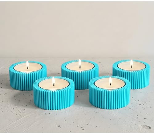 Teelichthalter (5er Set) - @AcubycArt - modernes Design - Bio-Kunststoff (Türkis, 2,5 cm (Höhe))