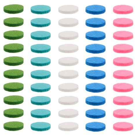 Angoily 50 Unidades Almohadillas Difusoras Redondas de Algodón para Aromaterapia, Recargas Absorbentes de Aceites Esenciales, Material de Fibra de Algodón, Uso Versátil en Hogar y Coche