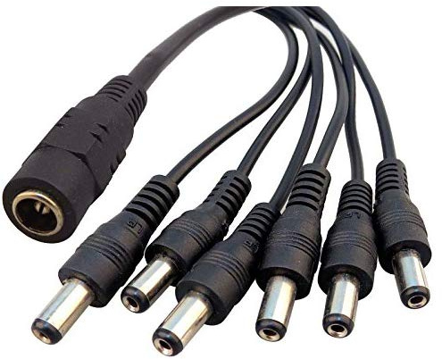 Viewi Satellites 1 to 8 DC Power Splitter Cable 5.5 x 2.1mm DC Power Plug to Socket CCTV Extension Lead