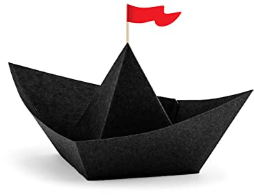 Papier Deko Schiff 19x10x14cm schwarz rot 6er Set - Piratendeko - Papierschiff Party Zubehör für Piratenparty Kindergeburtstag