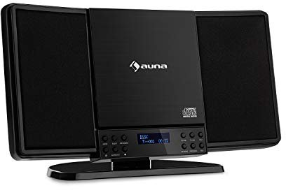 AUNA V14-DAB - Impianto Stereo Verticale, Lettore CD, Sintonizzatore Radio FM e DAB+, Bluetooth, SlimDesign Concept, Ingresso AUX, Jack Cuffie, Montaggio a Parete, Nero