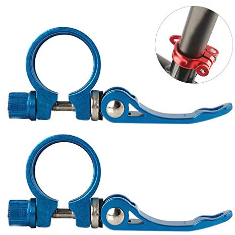 DAZISEN Aluminiumlegierung Sattelklemme - Fahrrad Sattelklemme Schnellverschluss Sattelstütze Sattel-schelle Klemme 34.9mm 2 Stück(Blau),2*Blau,34.9mm
