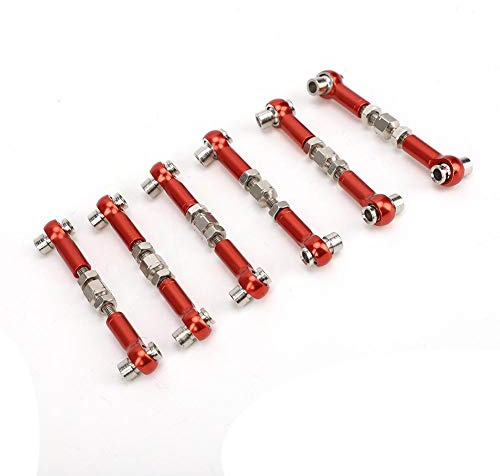 T best RC Spurstangensatz, 6 Stück Einstellbares Servolenker Spurstangenset für RC Car 1/10 Buggy Touring Car 47mm Zubehör(rot)