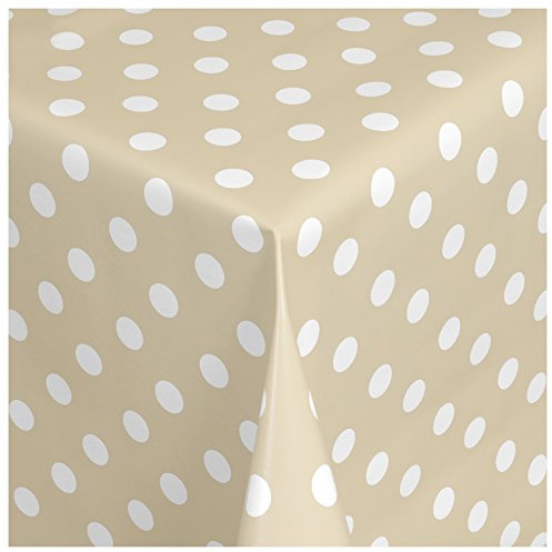 Wachstischdecke Wachstuch Tischdecke Gartentischdecke abwaschbar eckig 100x140 cm Punkte Beige Weiss