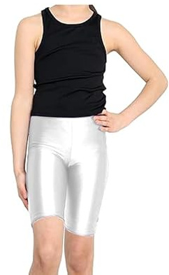R&N FASHIONS – nyloncykelshorts för barn – superstretchiga – ovanför knäet – hållbara – perfekt för dans, löpning, gym, aktiv, vardag, sport, yogabyxor, Vitt, 13 År