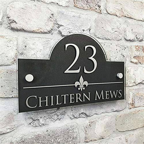 Lueao Cqinju-Numeri civici Casa Moderna Indirizzo Plaque Porta Plaque Numero Segni Nome Piatti Effetto in Vetro Acrilico, Facile da installare (Color : Type 7, Size : 10cm x 14cm)