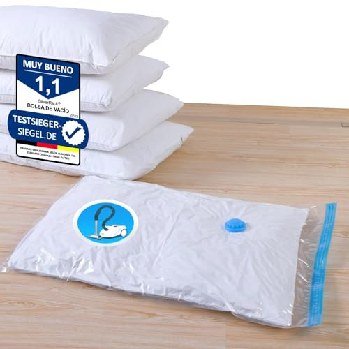 SilverRack Vakuumbeutel für Kleidung [6 Stück] Medium (50x70 cm) - INKL. ETIKETTEN - Vakuumierbeutel Kleidung, Kissen und Jacken - Aufbewahrung Vakuumtüten - Kompressionsbeutel Vacuum