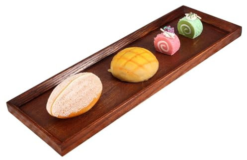 Servierbrett Holz Lang Servierplatte Holz Holztablett Klein Mini Teller Ablageschale Für Dessert Kuchen Snacks Brot Gemüse(45 * 15 * 2cm)