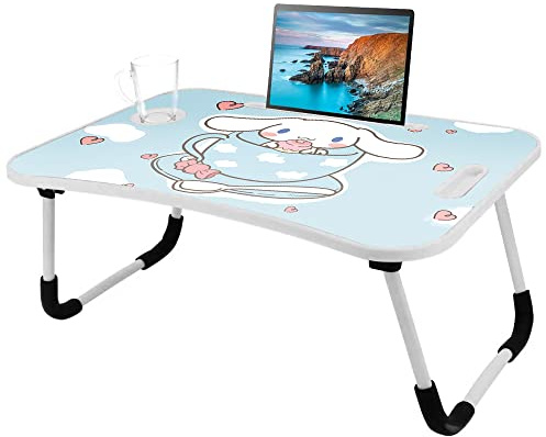 Table pour ordinateur portable avec pieds pliables et fente pour boisson, support de lecture, support pour ordinateur portable, plateau de petit-déjeuner pour canapé, lit, terrasse, balcon, jardin