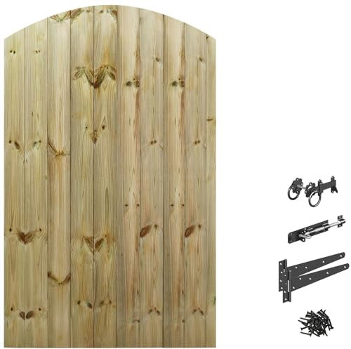 Bespoke Custom Made to Measure Wooden Garden Gate/Tongue & Groove Arch Top[6ft Tall (180cm),Upto 1050mm Wide,Ring Latch]