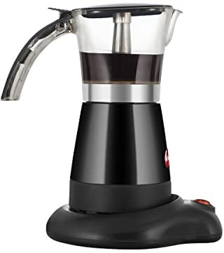 eldom KA50 Espressokocher elektrische Espressomaschine | Kaffeeautomat für 6 Tassen | elektrischer Espressomacher mit Edelstahl Filtereinsätzen | Kaffemaschine für italienischen Espresso | schwarz