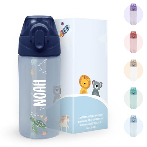gutmarkiert Kindertrinkflasche personalisiert - BPA-frei 450 ml Dunkelblau