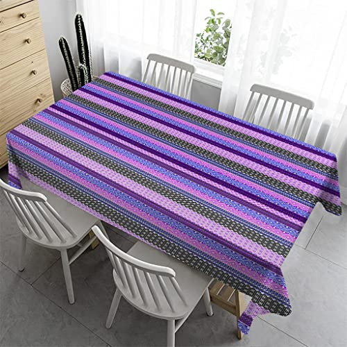 Syhi Qlty Outdoor Tischdecke 260 x 140 cm - Outdoor-Tischdecken Bierbank Tischdecke Geburtstag Wasserabweisender Stoff Tischdecke für Biertisch Draußen Party - Lila Streifen 1