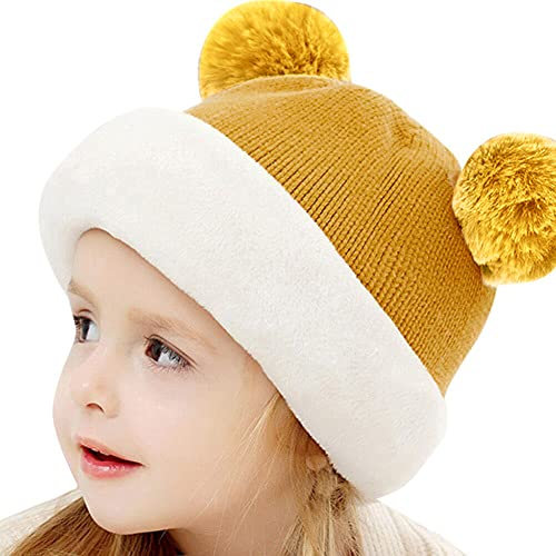 Surakey Unisex Baby Schalmütze Mütze,Kinder Jungen Mädchen Wintermütze Schal Set,Niedlich Panda Baby Mütze Beanie Hut Schal Fleece Thermisch Strickmütze Schlupfmütze Schalmütze Babymütze mit Bommel