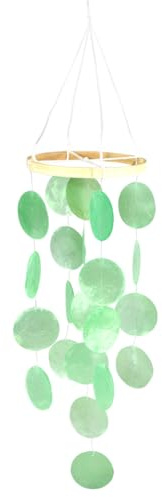 CRASPIRE Windspiel Mit Muschel, Hellgrün, Natürlich, Fensterdekoration, Wand, Zum Aufhängen, Handgefertigt, Dekorative Muscheln Für Garten, Terrasse, Wand, Strand, Dekoration