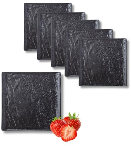 Wilmax | Quadratische Teller - 6 Stück | Steinoptik | Nicht anlaufend | Für den Backofen geeignet | Spülmaschinenfest | Für Lebensmittelkontakt | 13x13 cm