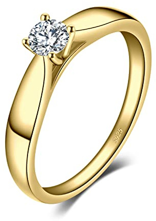 JewelryPalace Zirkonia Förlovningsring Löftesring Silver 925 Damer, Solitär Silverringar Vigselringar Damer Vigselringar Frieri Ringar, Damsmycken Guldpläterade 62
