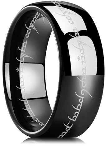 King Will 8mm Tungsten Carbide Ring for Men Black Magic of The Rings Ring Comfort Fit High Polished 8