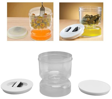Tarro de reloj de para encurtidos y aceitunas, tarro para encurtidos, separador de jugo, tarro para encurtidos con colador abatible para la conservación hermética de