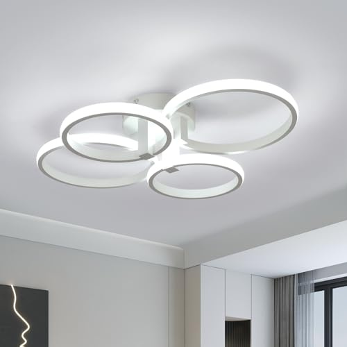 SENQIU Plafon LED Techo Moderna, Lámpara de Techo Redonda 6300LM 56W, Luz de Techo Blanco de Metálico Acrílico para Sala de Estar, Dormitorio, Comedor, Cocina, Oficina, 6500K Luz Blanca Fría