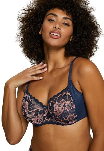 SANS COMPLEXE Capucine Reggiseno a Coppa Intera con Ferretto, Bleu Marine & Rose, 3C Donna