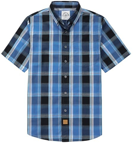 Dubinik® Chemise Homme Manches Courtes Carreaux De Travail Poche Casual Été Chemisette Homme Bouton Chemise Carreaux Homme