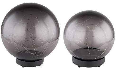 GLOBO Kugelleuchte Außenlampe rauchfarben LED Solarkugel Gartendeko Außenleuchte, warmweiß, 1x DxH 15x26 cm, 1x DxH 20x30 cm