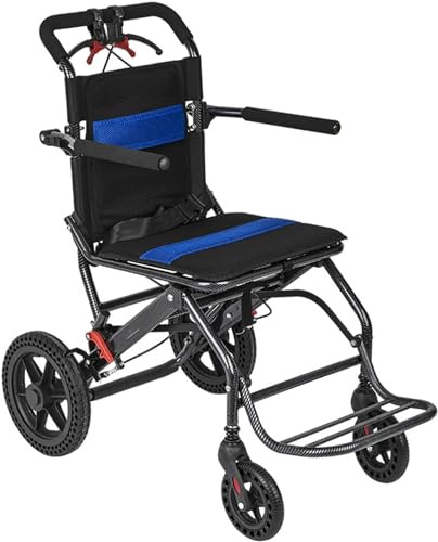 LUCEAE Rollstuhl, Klappbar, manueller ultraleichter Transportrollstuhl, Aluminium-Klapprollstühle, mit Handbremse Reiserollstuhl, für ältere Menschen und Kinder