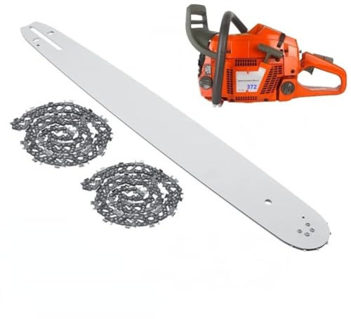 Sierra de gasolina de corte de madera de motosierra de 20 pulgadas, 24 pulgadas, 28 pulgadas, compatible con HUSQVAR 372 372XP 72cc de 2 tiempos (2 cadenas de 20 pulgadas)
