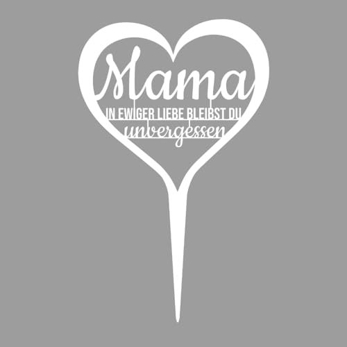 Illumino Grabschmuck Grabstecker Wetterfeste Grabdekoration aus Stahl mit Trauerspruch I Mama in ewiger Liebe bleibst du unvergessen I Eine liebevolle Erinnerung