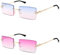 Kiiwah 2 Paar Rechteck Randlose Sonnenbrille - Retro Ultra-Small Frame, Quadratische Durchsichtige Linse, Rimless Sunglasses für Frauen und Männer
