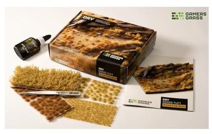 Gamers Grass Tufts - Dry Grass Landscapes Model Basing Kit, All Ages, 4 Sheets of Grass Tufts, Tweezers, PVA Glue, Basing Guide
