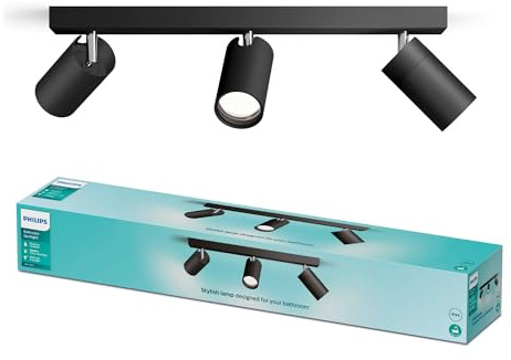 PHILIPS Idris LED 3er Spotleuchte, GU10 Lampe nicht enthalten, Schwarz, IP44, wasserfest