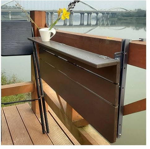 Balkon-Hängetisch, Klapptisch mit Aluminiumlegierungsrahmen für den Außenbereich, höhenverstellbarer Balkontisch für Geländer, klappbarer Stehtisch für die Terrasse (Größe: 37 x 120 cm) (27 x 120 cm)