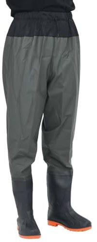 vidaXL Cuissardes avec bottes vert foncé taille 46, cuissardes avec bottes, cuissardes pour la pêche, pantalons de pataugeoire