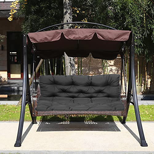 Wasserabweisendes, dunkelgraues Schaukelbankkissen, für Außenbereich, Terrasse, Möbel, Hängematte, Ersatz-Pads für 2- und 3-Sitzer, Gartenüberdachung mit Gurten, waschbare Rückenlehne, 120 x 100 x 10